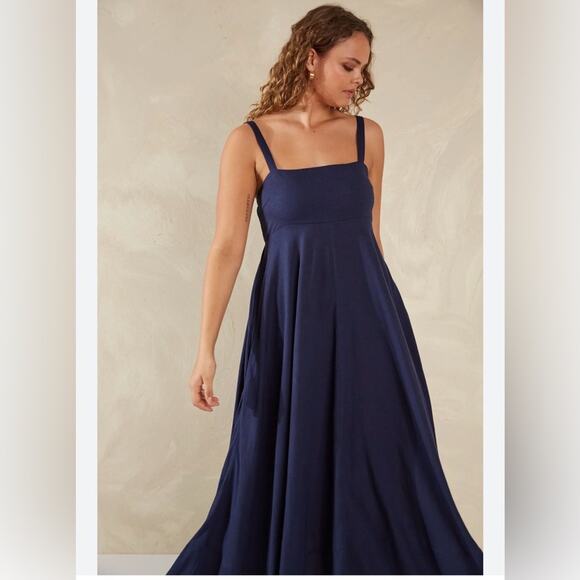 Haven Dresses & Skirts - Haven Women's Sardinia Linen/Viscose Blend Maxi Dress - Riviera Blue - XS/S